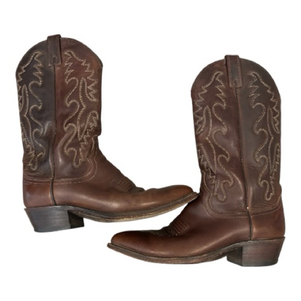 Vintage Dan Post 9153089 El Paso Mens Brown Leather Cowboy Western Boots Size 9D - Picture 5 of 10